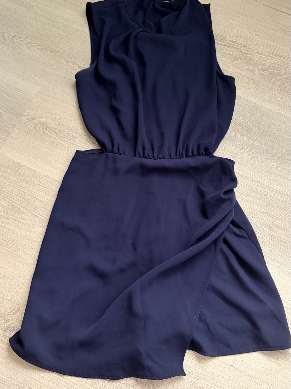 Zara Navy Sleeveless Wrap-Style Mini Dress